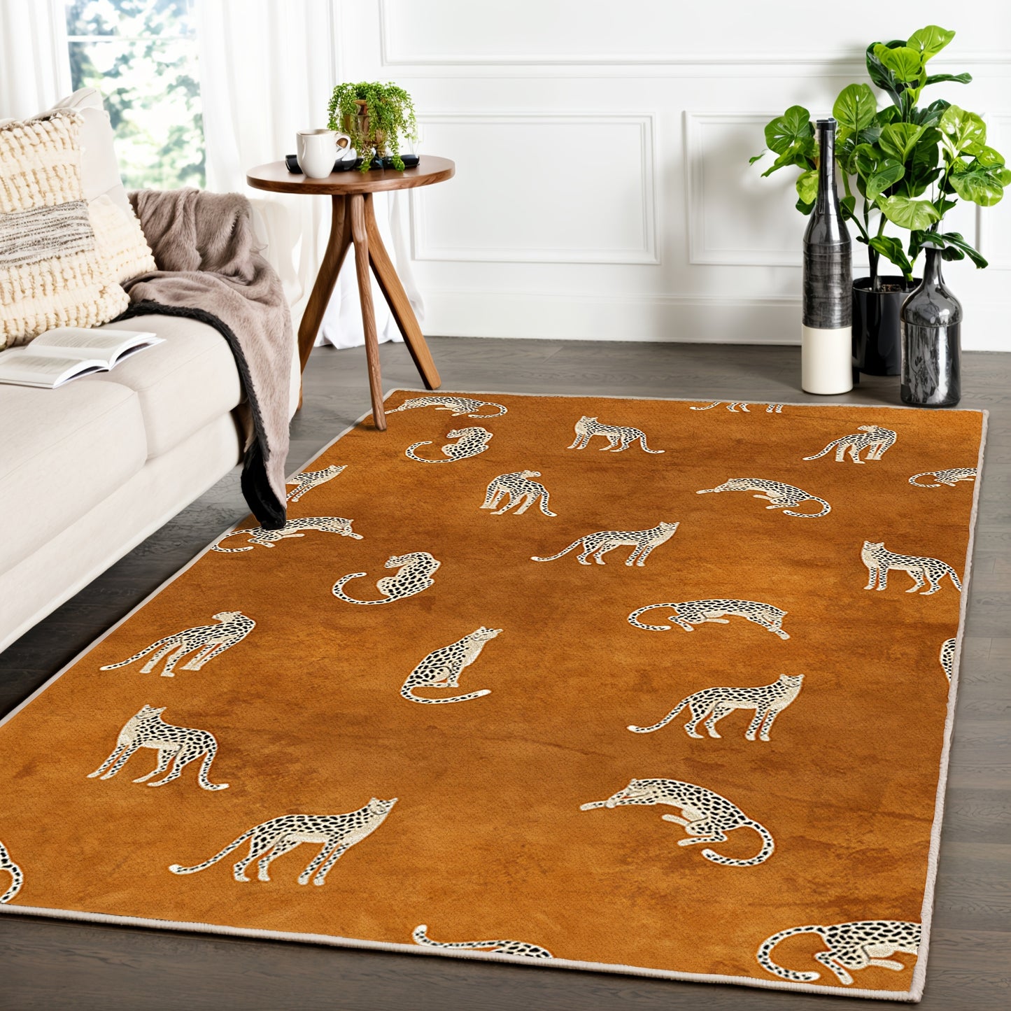 Luxurious Leopard Pattern Area Rug - Non-Slip, Easy Care Carpet