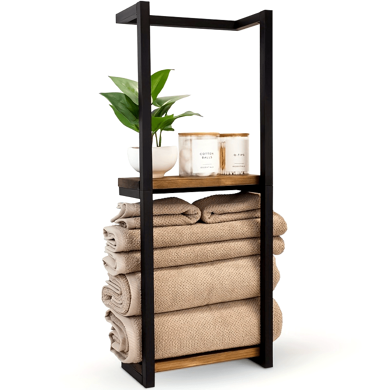 Matte Black 31" 2-Tier Wall-Mounted Towel Rack with Shelf