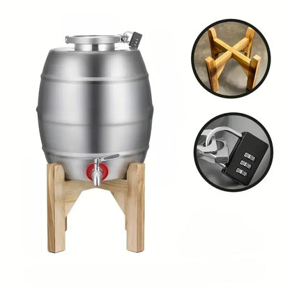 Stainless Steel Beverage Barrel with Tap & Stand - 5L Capacity