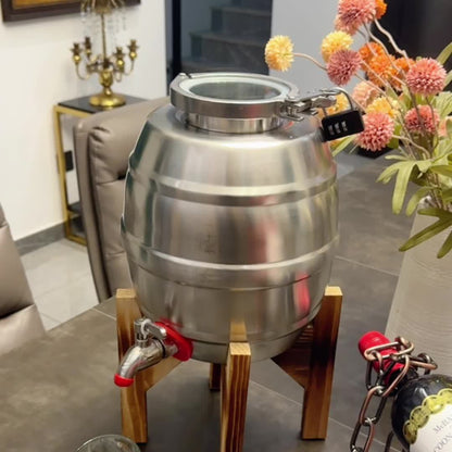 Stainless Steel Beverage Barrel with Tap & Stand - 5L Capacity