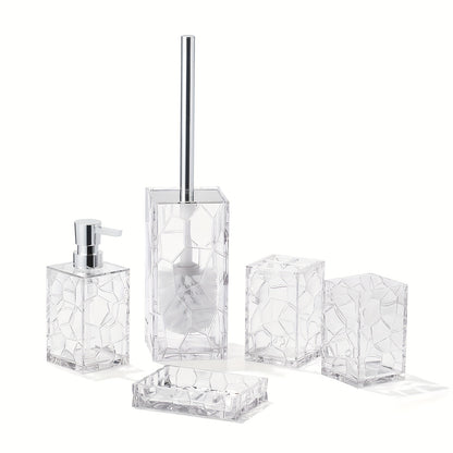 Transparent Acrylic Bathroom Accessory Set - 5-Piece Essentials