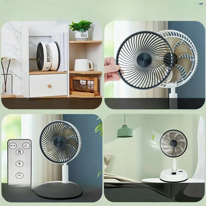 Portable Metal Floor Fan with Remote - Rechargeable & Oscillating