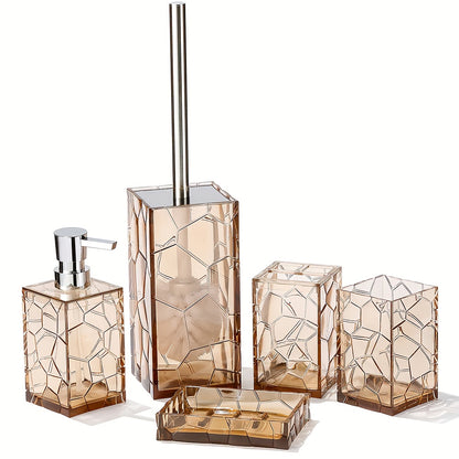 Transparent Acrylic Bathroom Accessory Set - 5-Piece Essentials