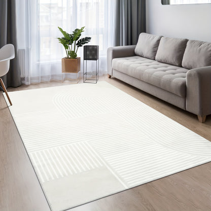 Soft Abstract Area Rug - Washable Non-Slip for Modern Home Decor