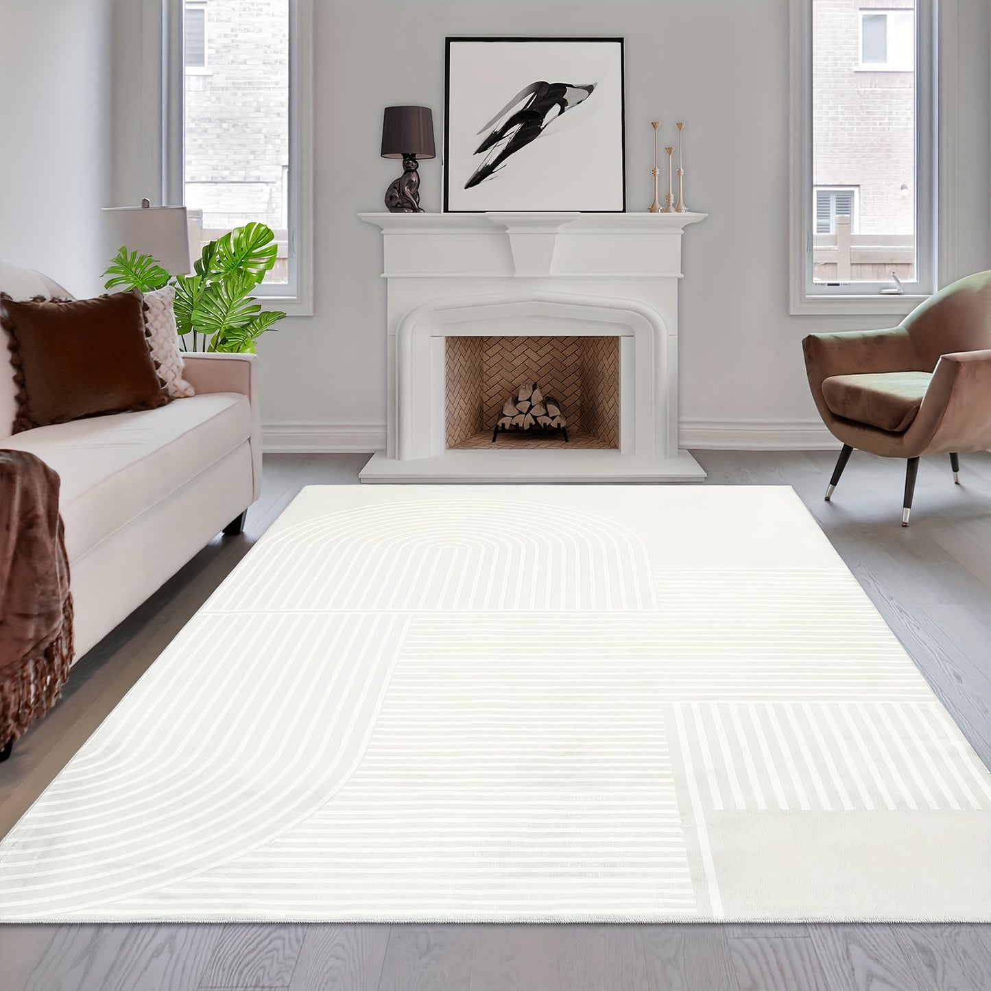 Soft Abstract Area Rug - Washable Non-Slip for Modern Home Decor