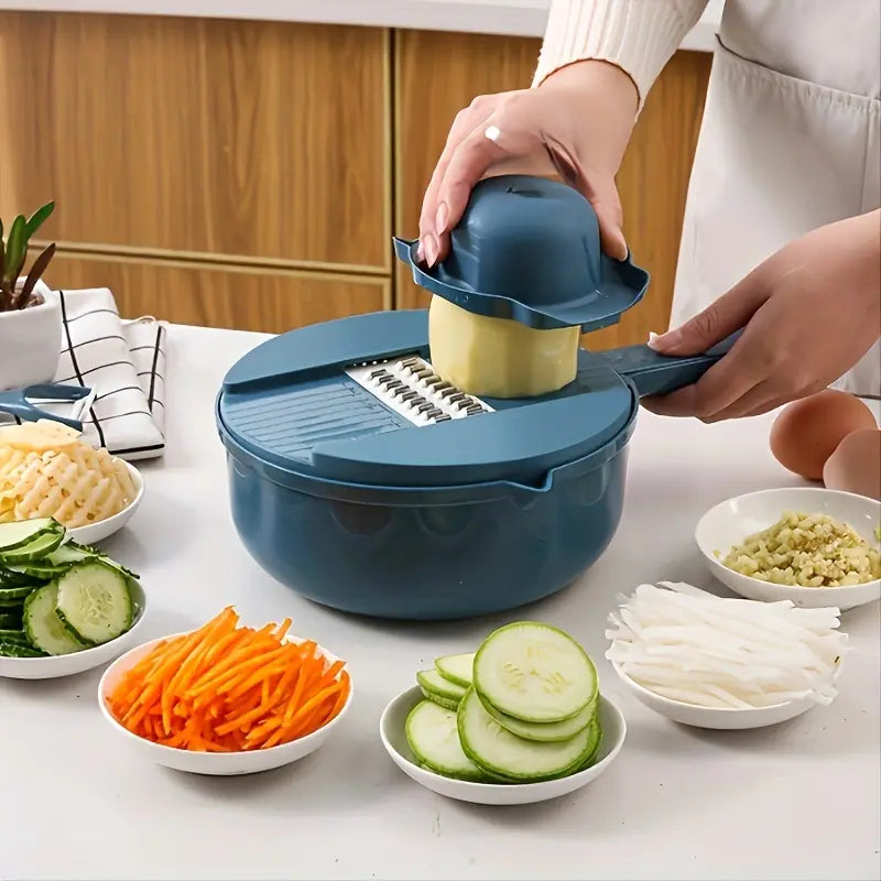 12-in-1 Vegetable Chopper – Manual Slicer, Dicer & Grater for Kitchen Use