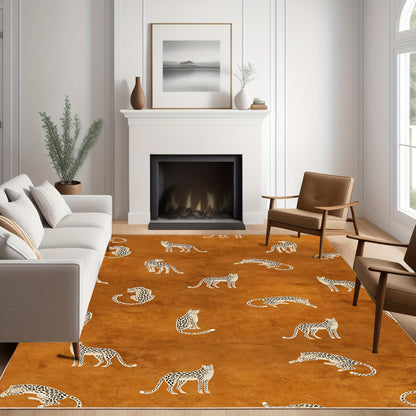 Luxurious Leopard Pattern Area Rug - Non-Slip, Easy Care Carpet