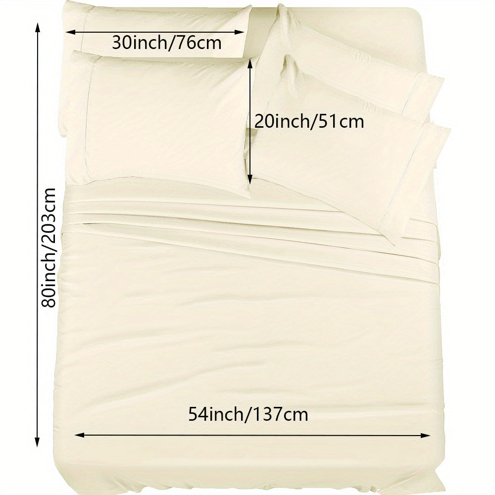 Luxury 4/6pcs Fitted Sheet Set - Soft, Stain Resistant Bedding