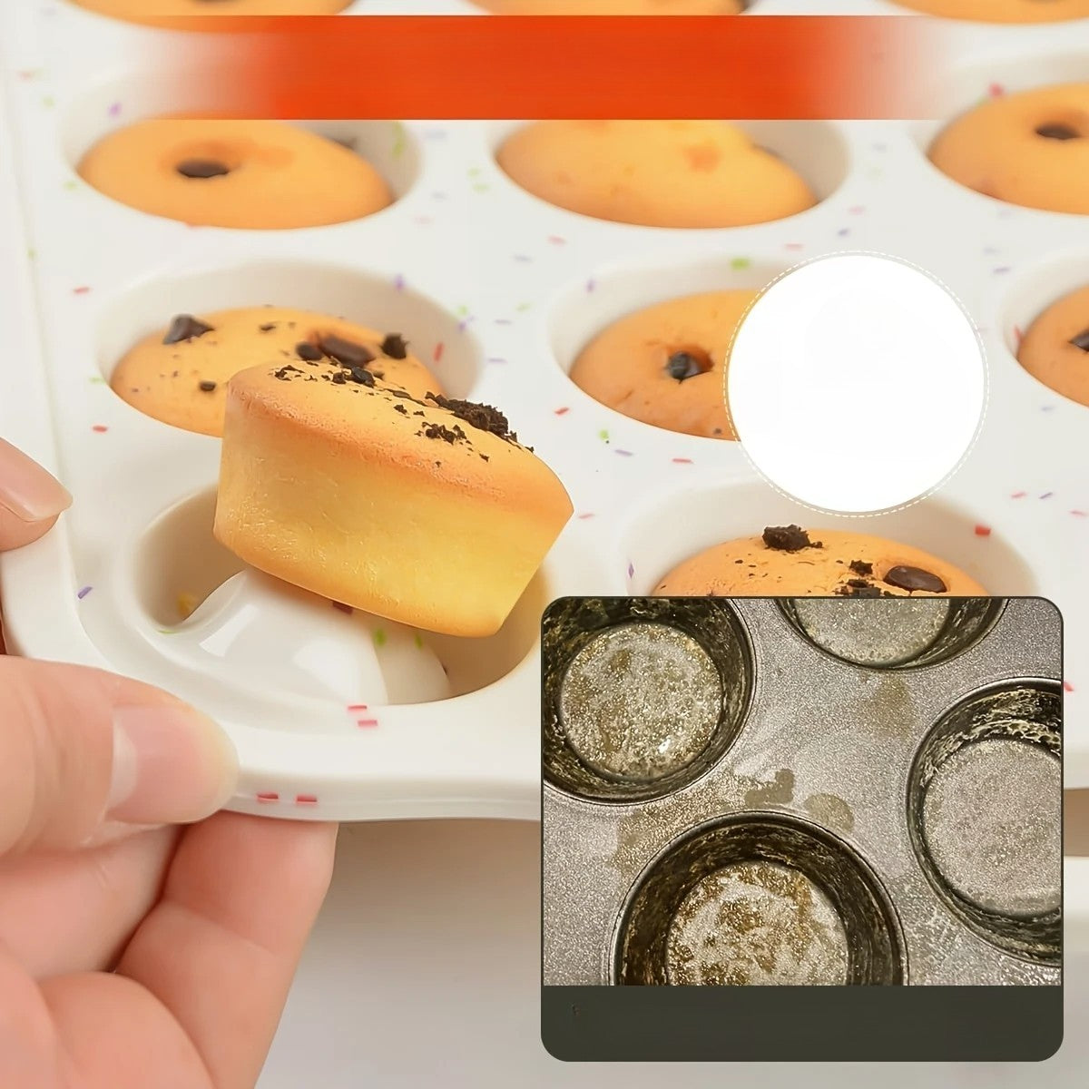 Colorful Silicone Mini Muffin Pan - 24-Cup Baking Tray