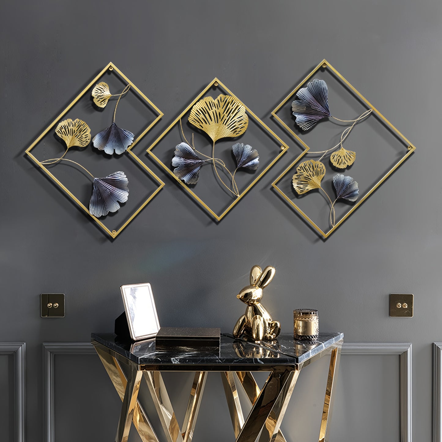 Ginkgo Metal Wall Art - Elegant 3pcs Decor for Home & Office