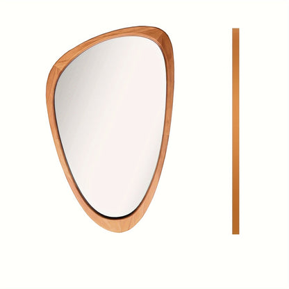 Elegant Teardrop Wooden Frame Mirror for Modern Home Decor