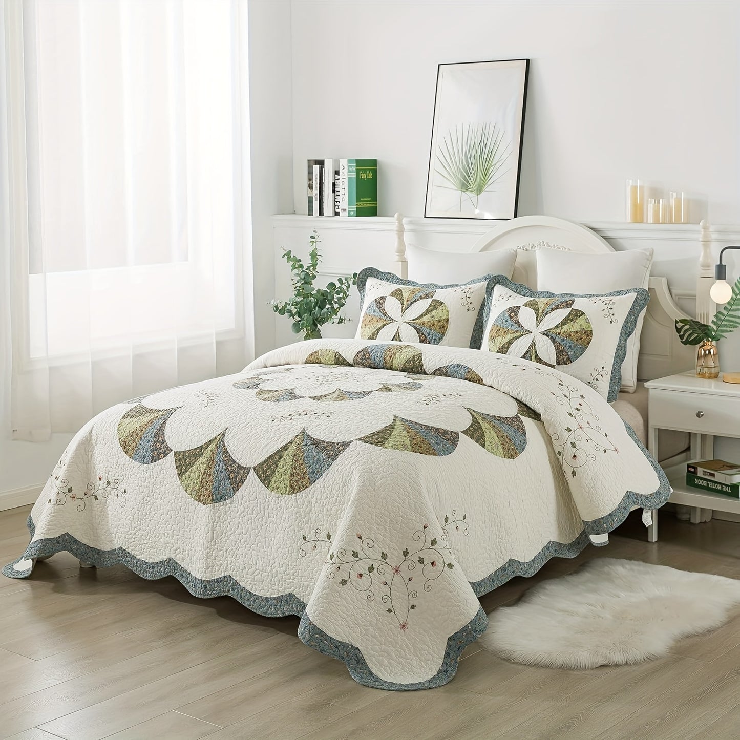 Queen Size Floral Cotton Quilt - Soft, Durable All-Season Bedding