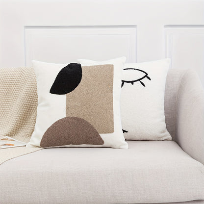 Abstract Face Embroidery Throw Pillow Covers - Modern Home Decor