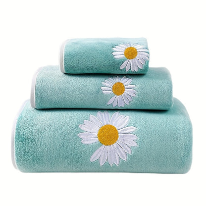 Soft Coral Velvet Towel Set - Absorbent Bath & Hand Towels