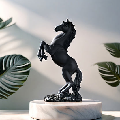 Elegant Black & Copper Resin Horse Statue for Home Decor