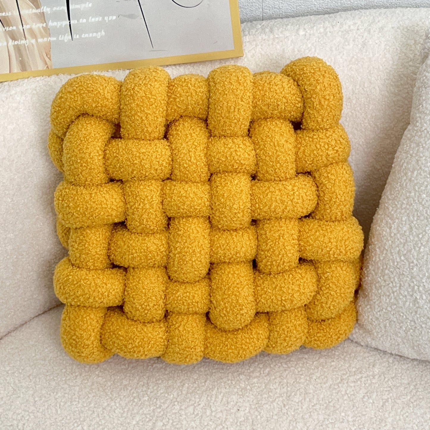 Soft Plush Knotted Throw Pillow - Minimalist Geometric Cushion