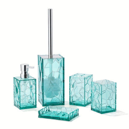 Transparent Acrylic Bathroom Accessory Set - 5-Piece Essentials