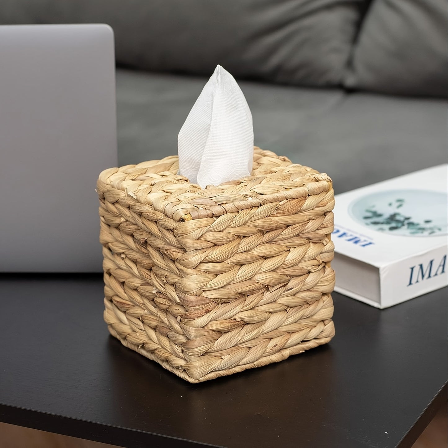 Boho Chic Rattan Tissue Holder - Rustic Decorative Storage Box