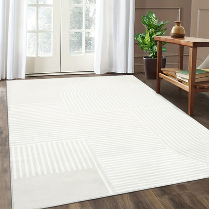 Soft Abstract Area Rug - Washable Non-Slip for Modern Home Decor