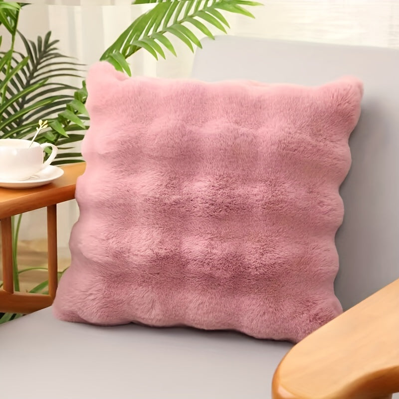 Scandinavian Luxury Rabbit Fur Bubble Pillow - Soft & Stylish Decor