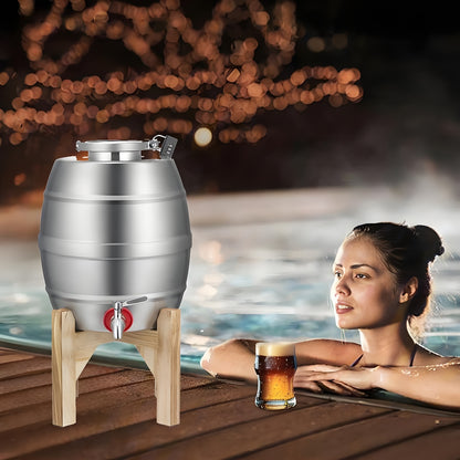 Stainless Steel Beverage Barrel with Tap & Stand - 5L Capacity